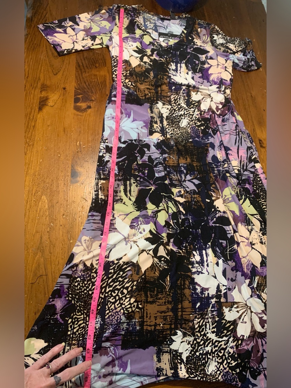 Attitudes by Renee Multicolor Floral V-Neck Midi Dress - Picture 7 of 7